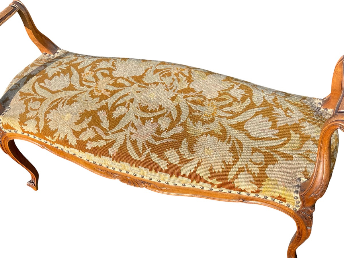 Banquette en Noyer Style Louis XV-photo-3