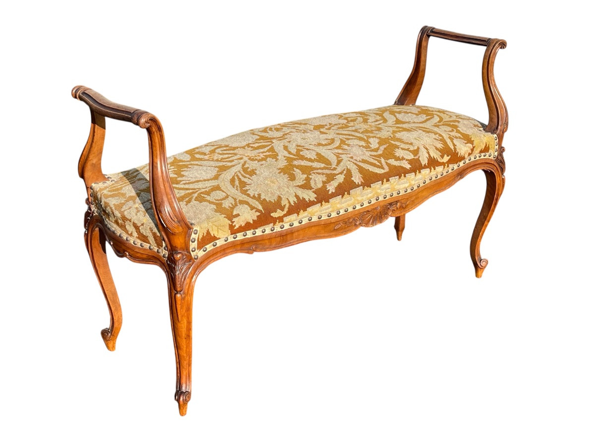 Banquette en Noyer Style Louis XV-photo-4