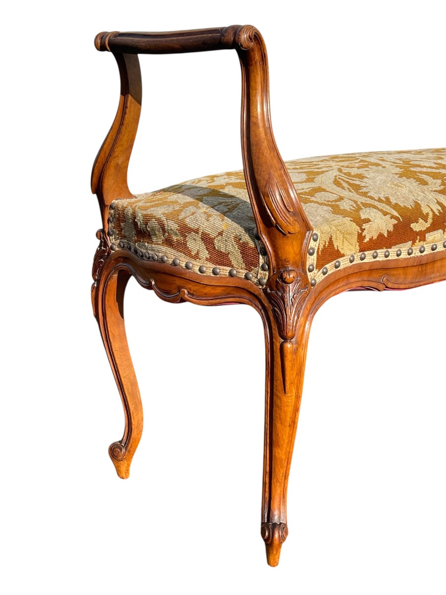 Banquette en Noyer Style Louis XV-photo-1