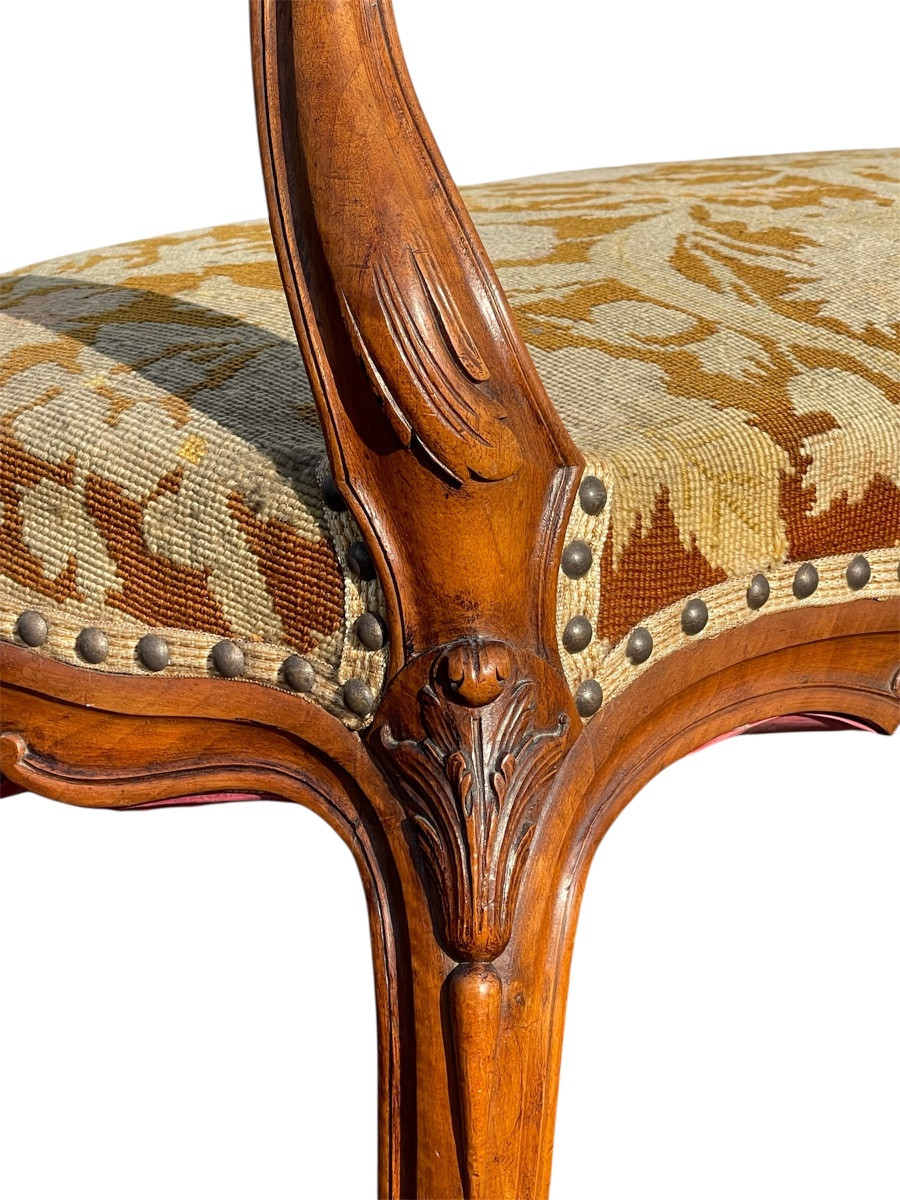 Banquette en Noyer Style Louis XV-photo-2