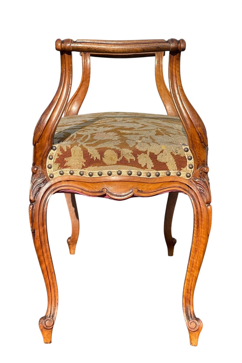 Banquette en Noyer Style Louis XV-photo-3