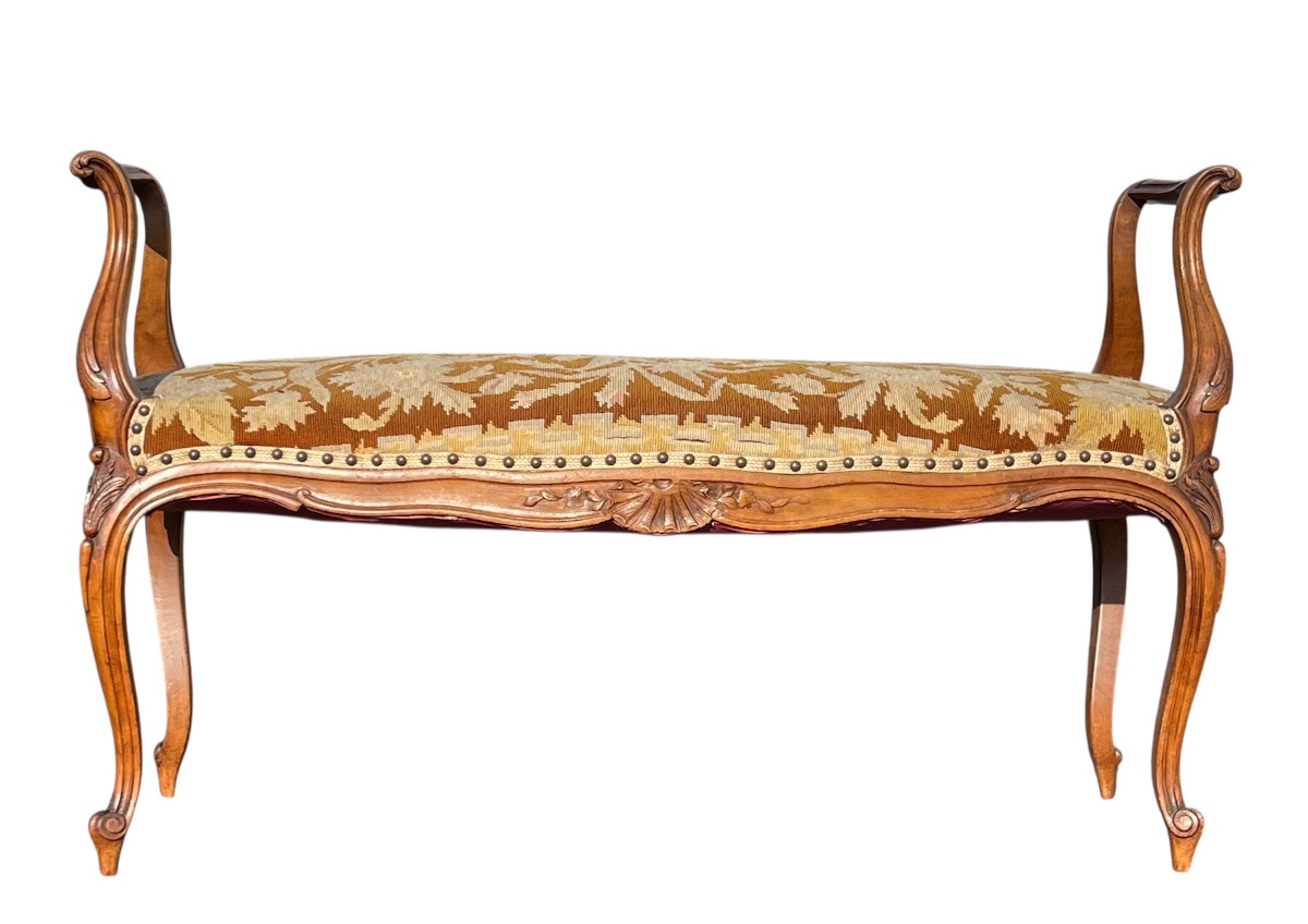 Banquette en Noyer Style Louis XV-photo-6
