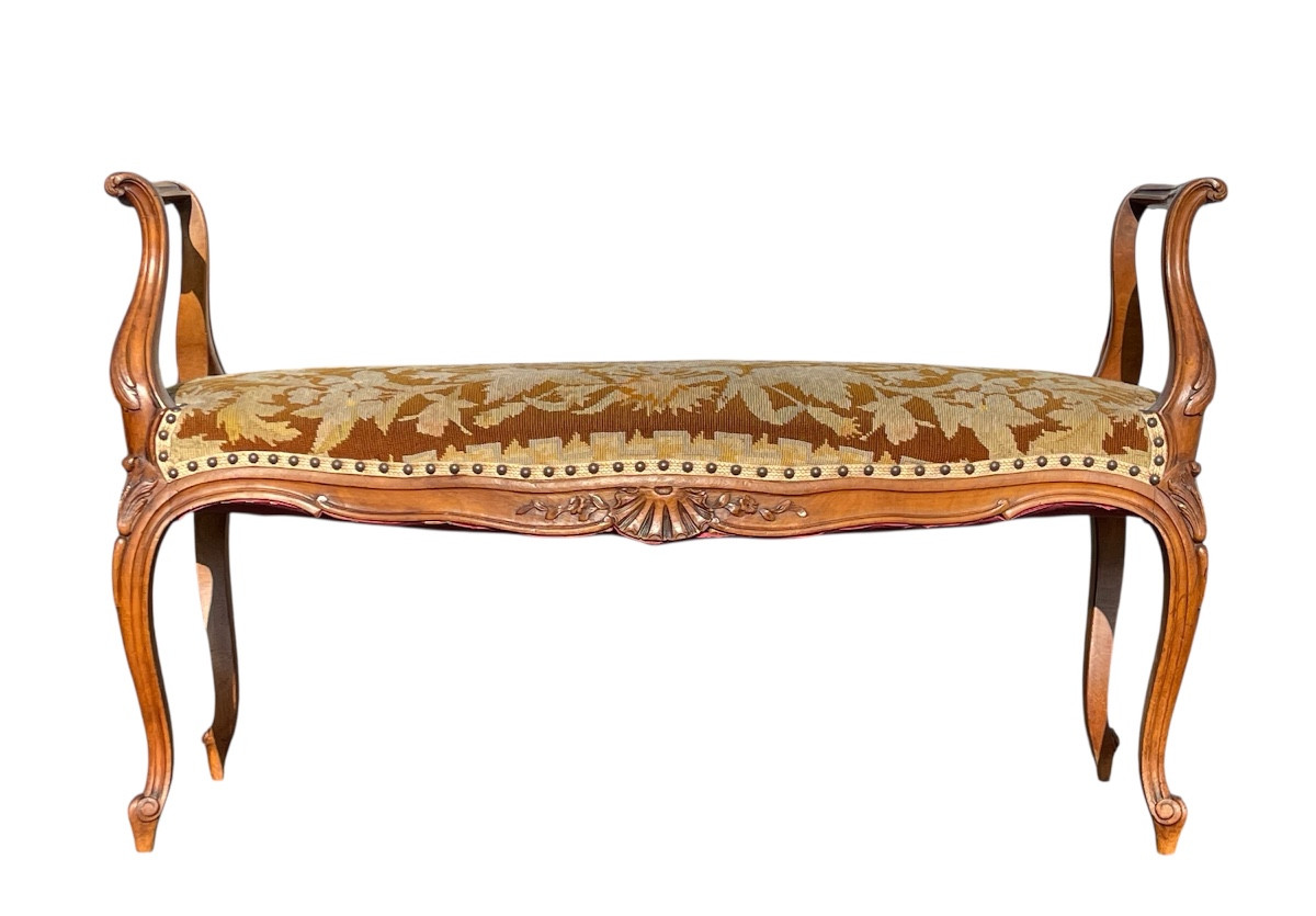 Banquette en Noyer Style Louis XV