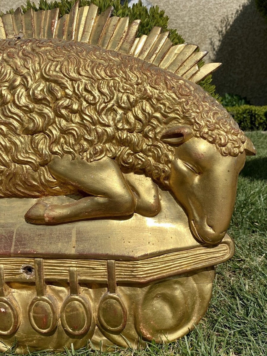 18th Century - Sculpture "the Paschal Lamb And The Seven Seals"-photo-2
