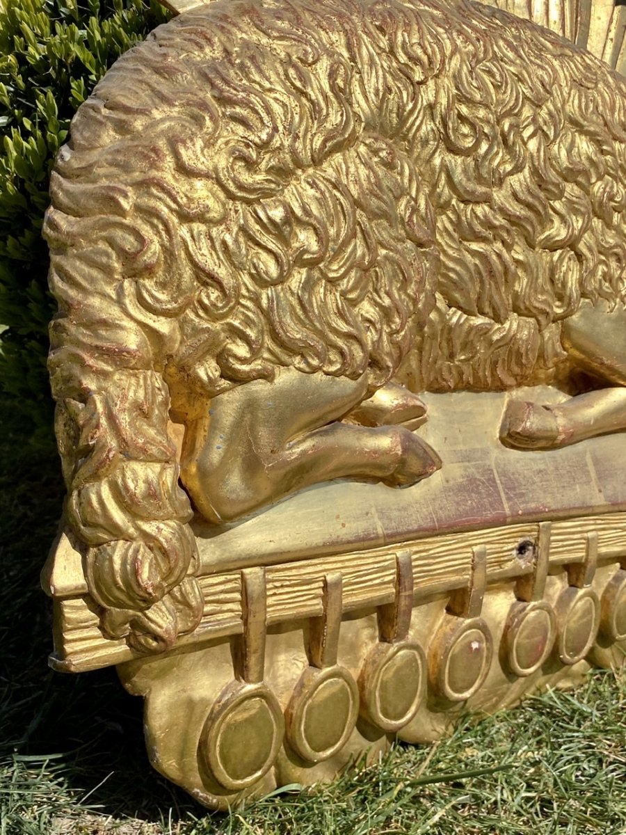 18th Century - Sculpture "the Paschal Lamb And The Seven Seals"-photo-1