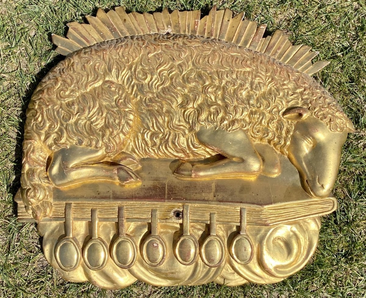 18th Century - Sculpture "the Paschal Lamb And The Seven Seals"-photo-3