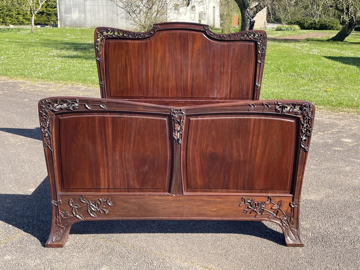 Majorelle Art Nouveau Bed In Mahogany-photo-3