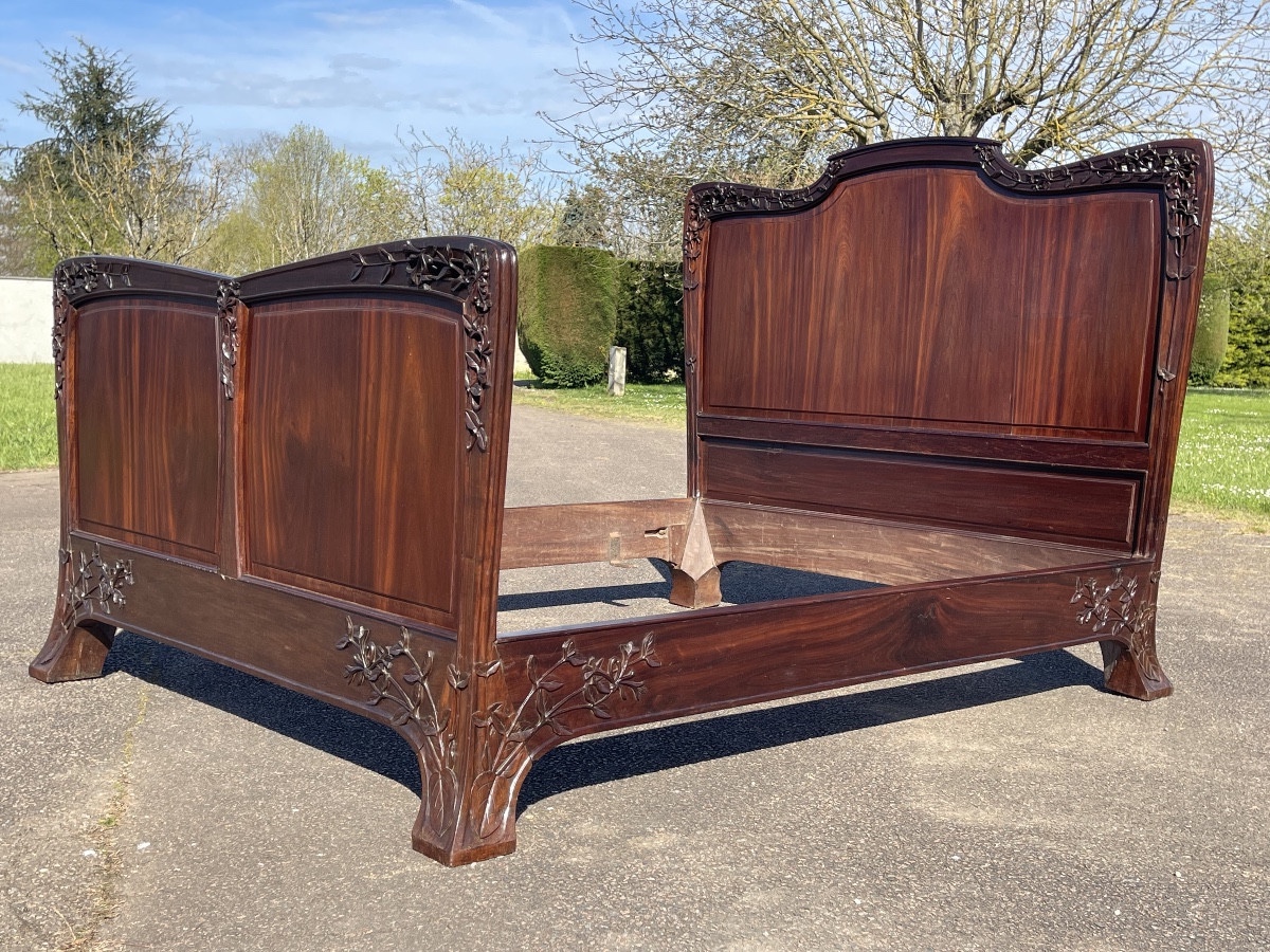 Majorelle Art Nouveau Bed In Mahogany-photo-4