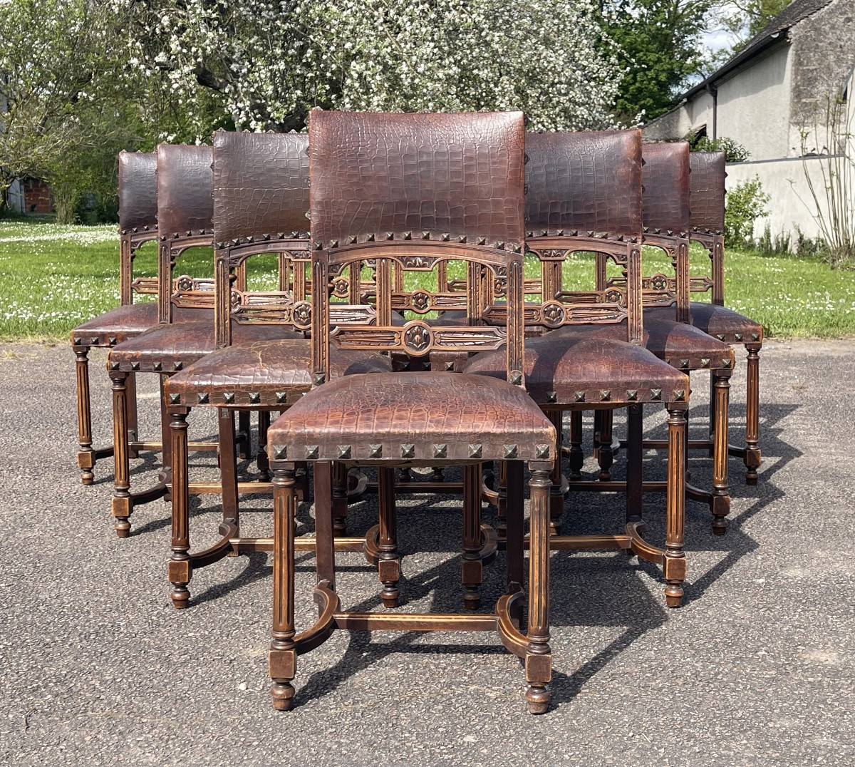 Suite Of 10 Renaissance Chairs-photo-2