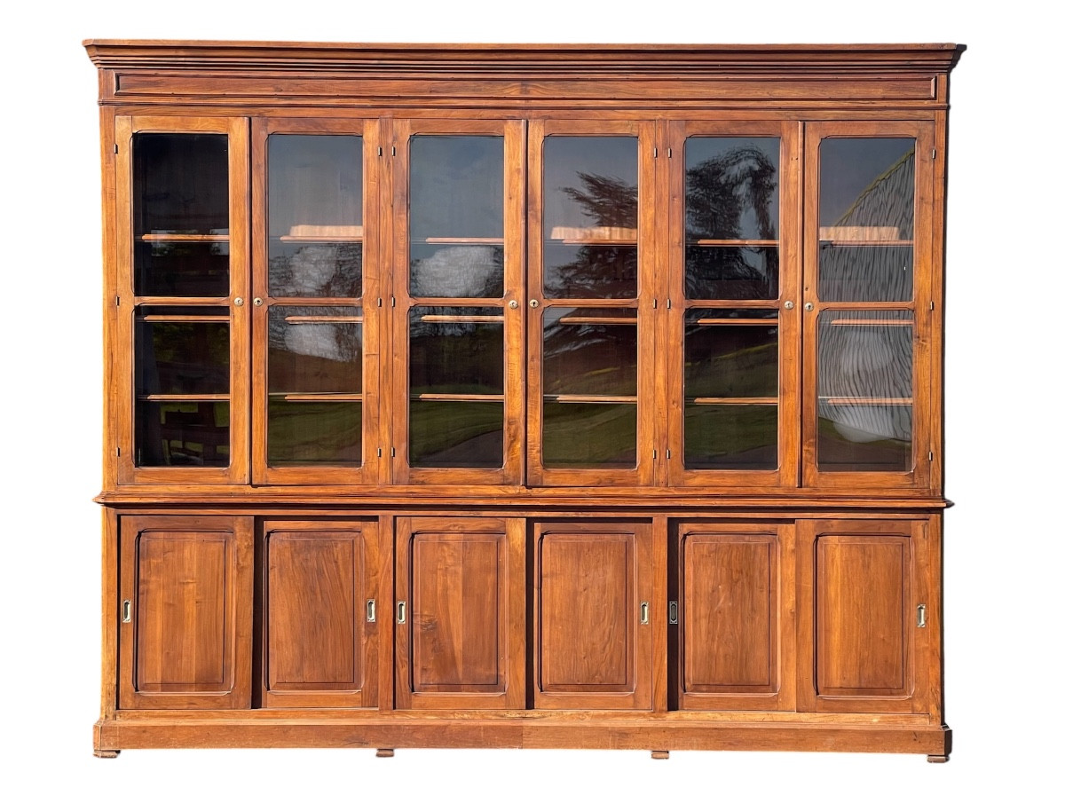 12-door Walnut Bookcase, 19th Century