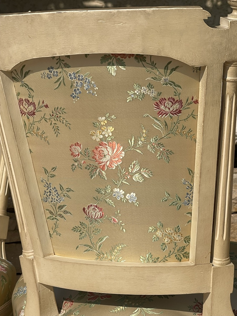 6 chaises laquées de style Louis XVI -photo-2