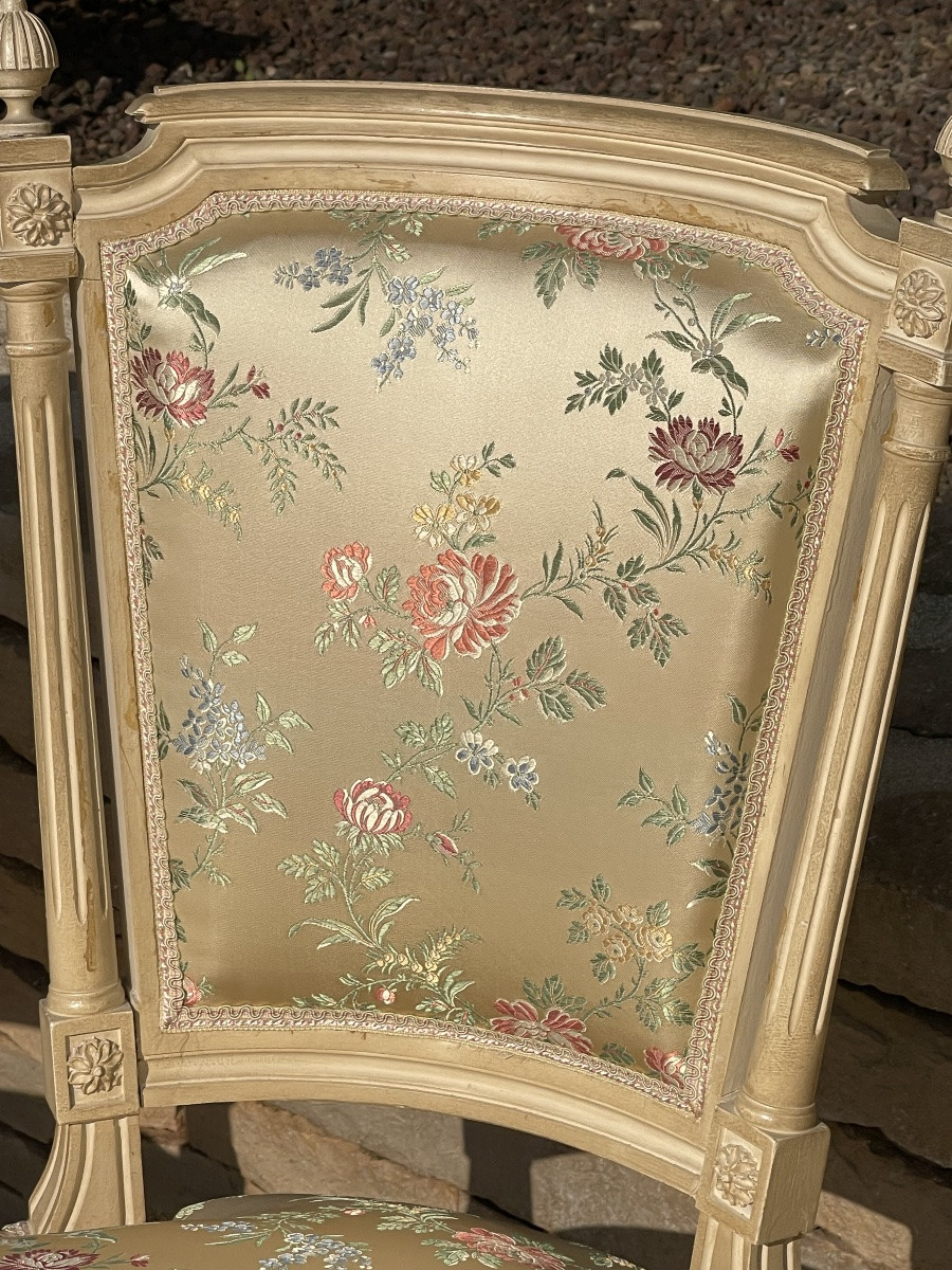 6 chaises laquées de style Louis XVI -photo-3
