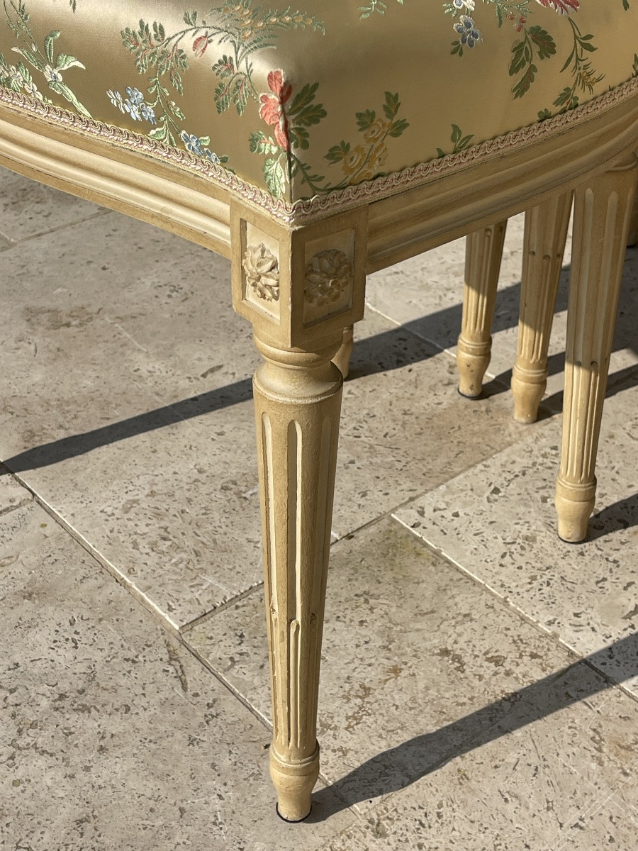 6 chaises laquées de style Louis XVI -photo-4