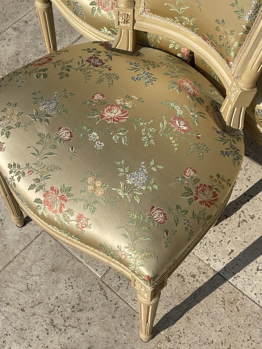 6 chaises laquées de style Louis XVI -photo-6