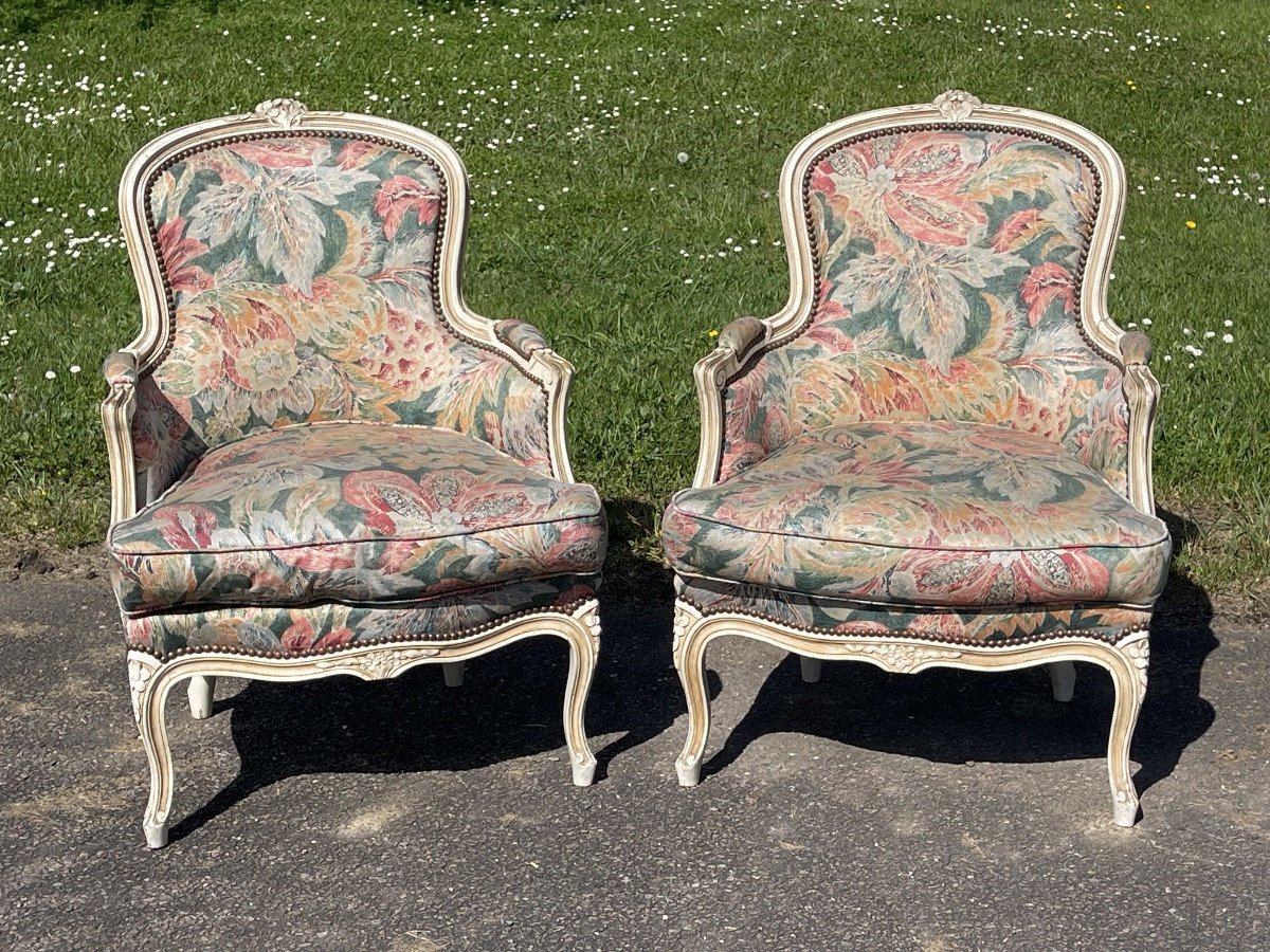 Suite 4 Armchairs/ Bergères Style Louis XV-photo-2