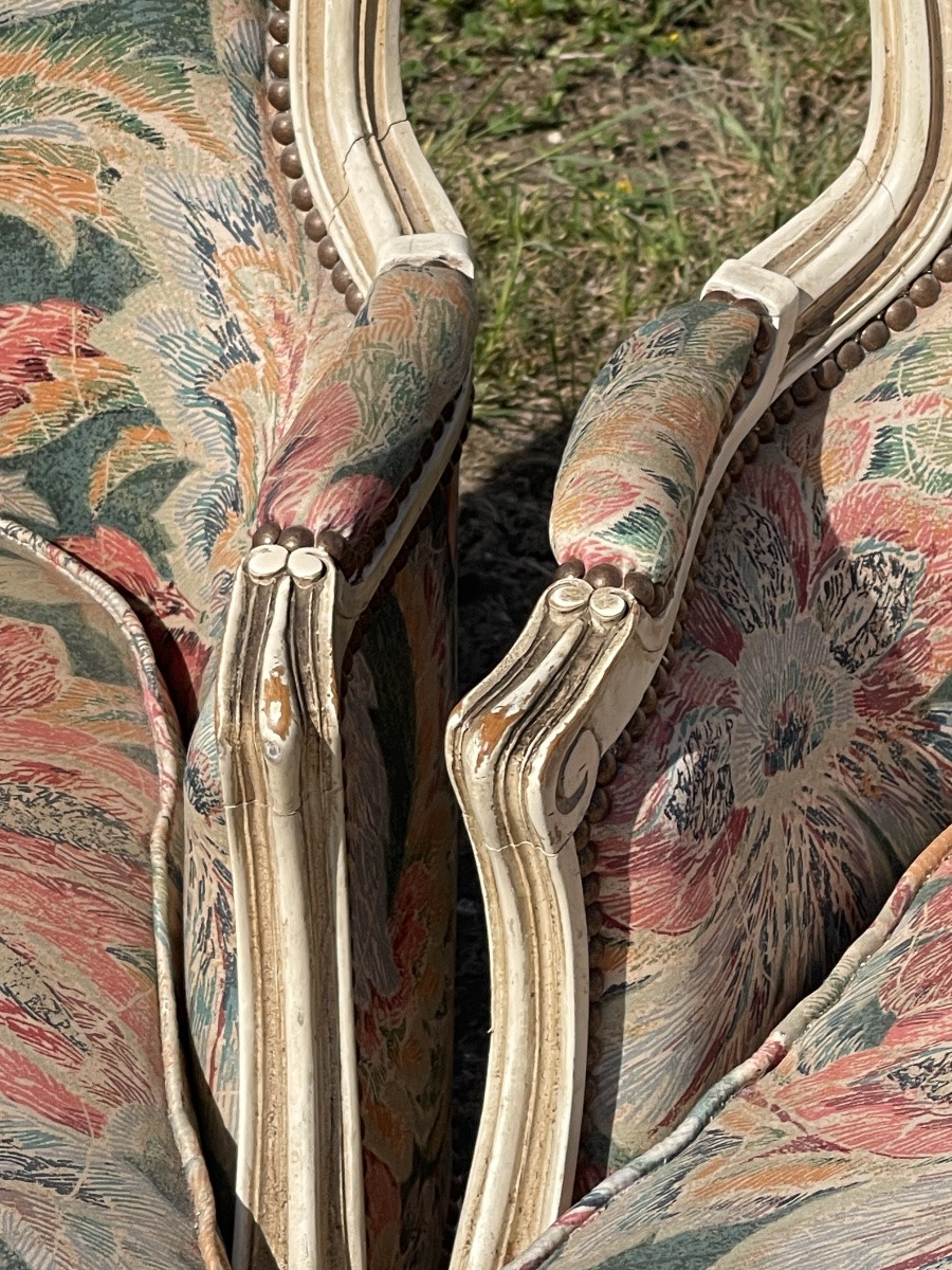 Suite 4 Armchairs/ Bergères Style Louis XV-photo-2