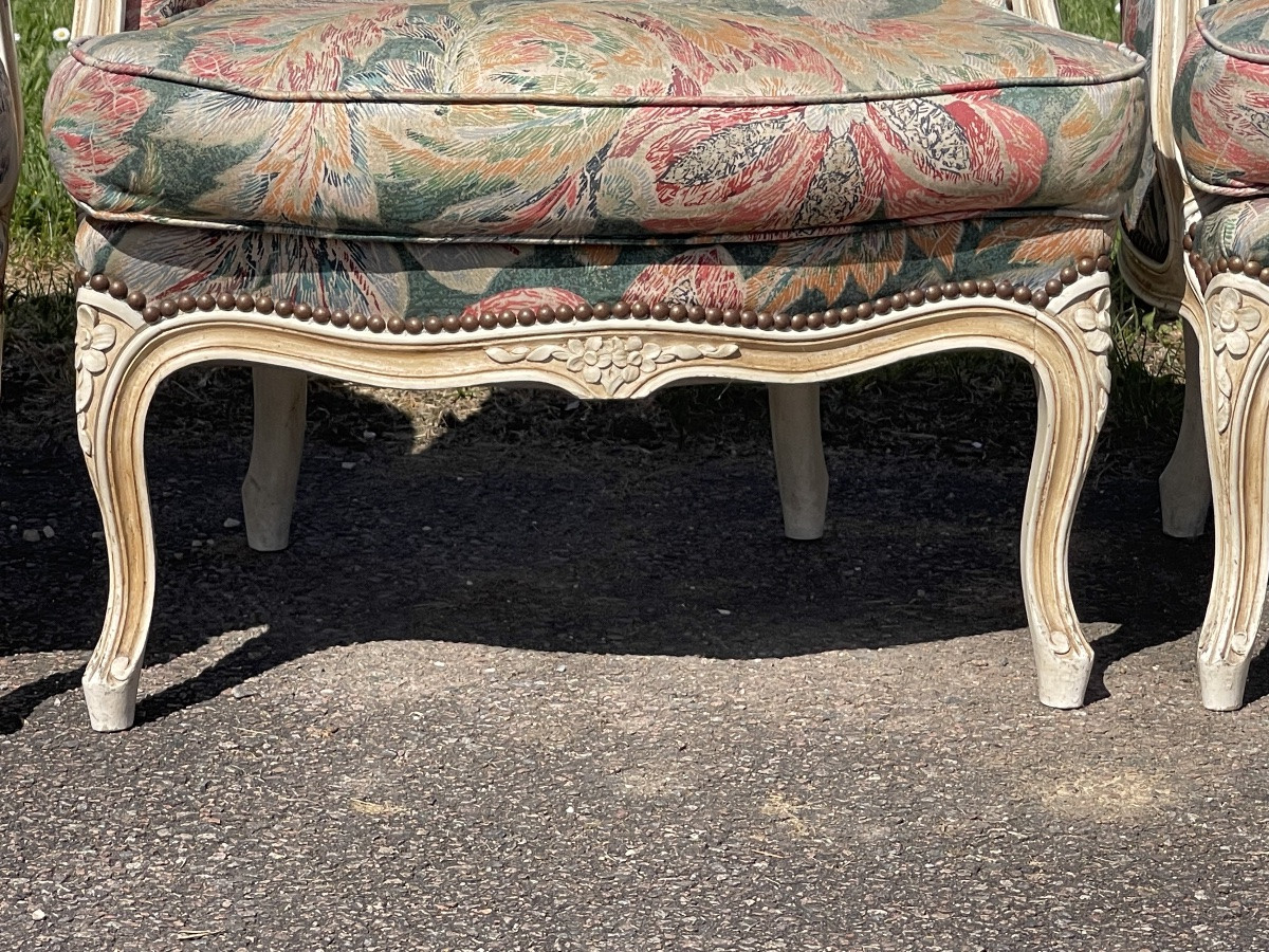 Suite 4 Armchairs/ Bergères Style Louis XV-photo-3