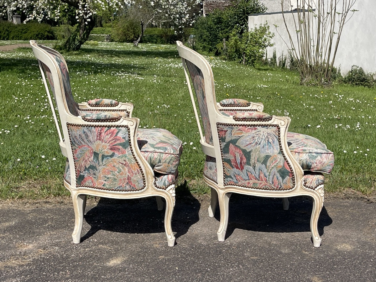 Suite 4 Armchairs/ Bergères Style Louis XV-photo-4