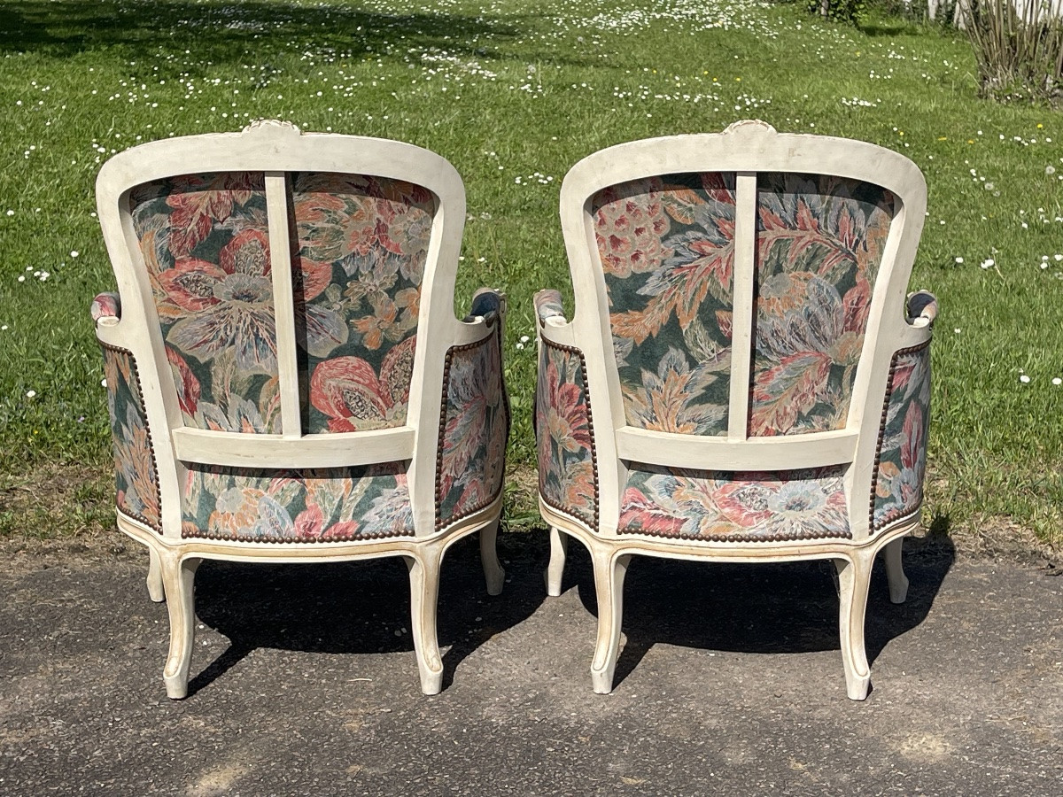 Suite 4 Armchairs/ Bergères Style Louis XV-photo-6