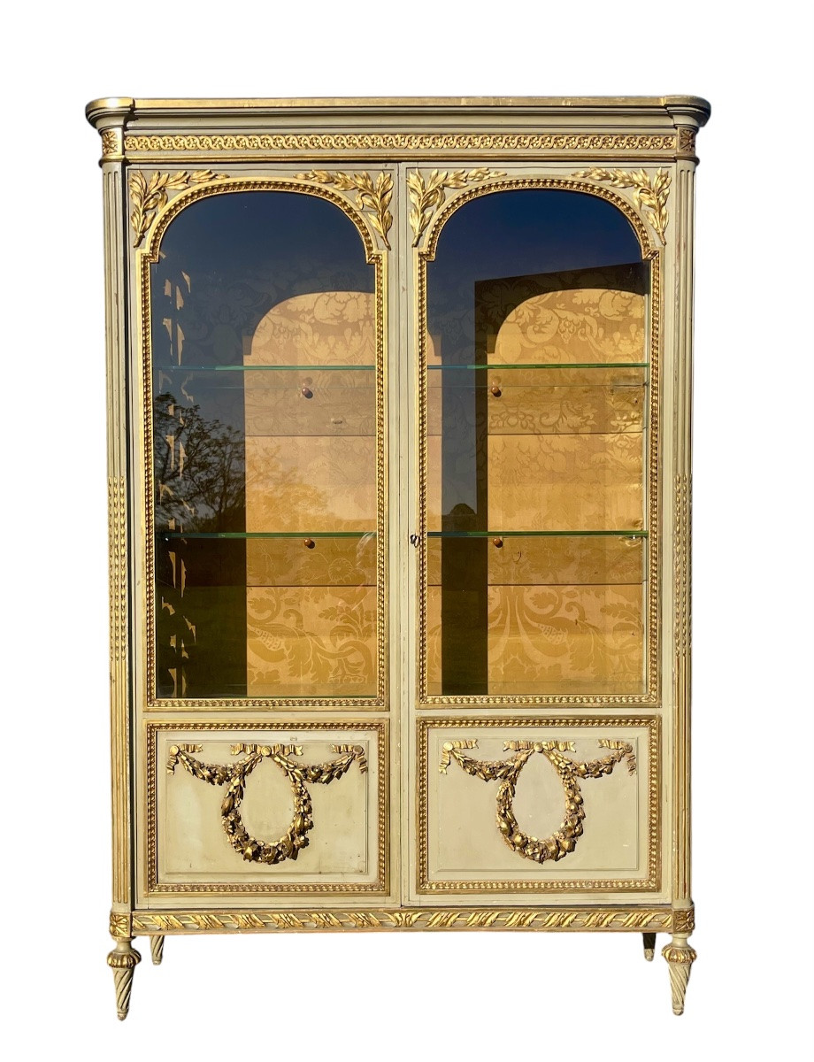 Vitrine en Bois doré Style Louis XVI-photo-2