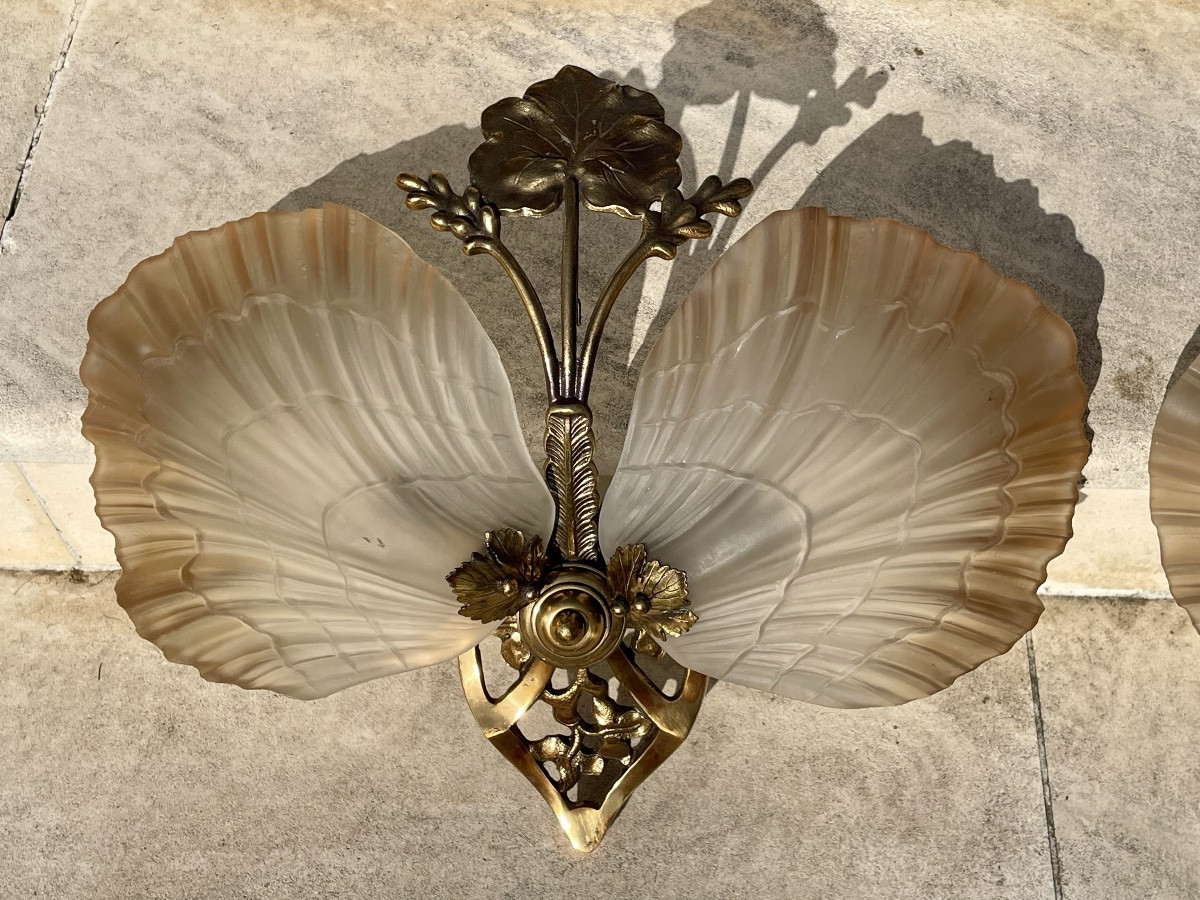 Pair Of Hollywood Regency Art Deco Wall Lights-photo-2