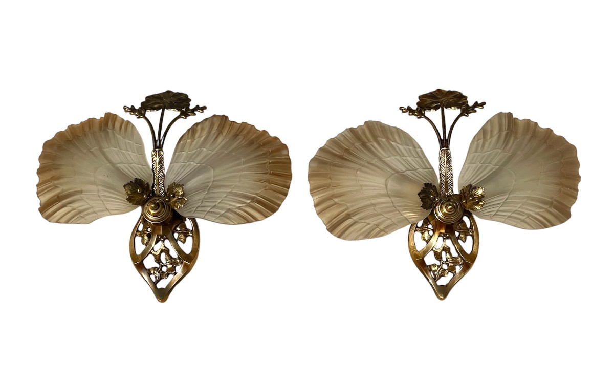Pair Of Hollywood Regency Art Deco Wall Lights