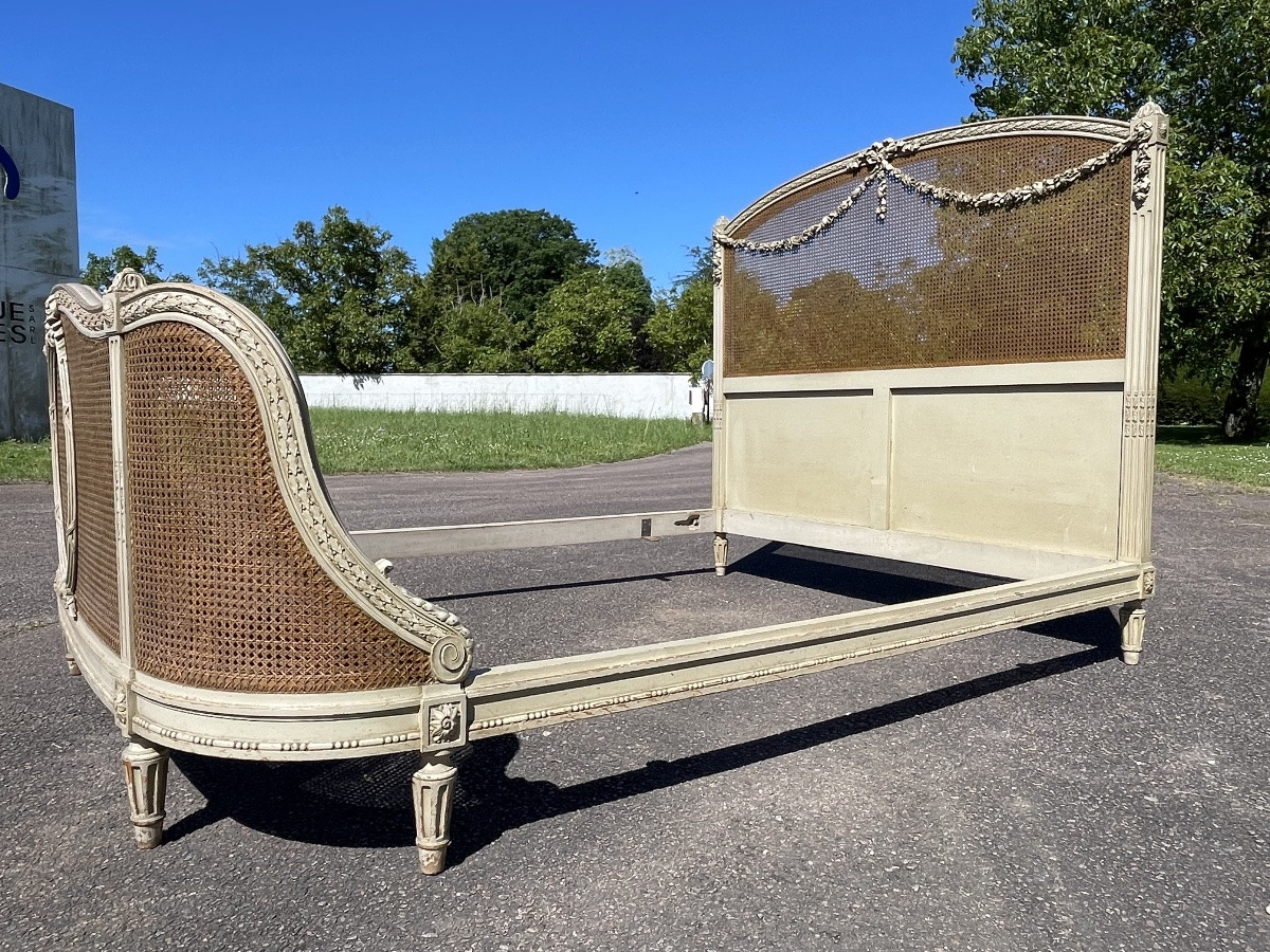 Louis XV Style Lacquered Bed And Bedside Table-photo-3