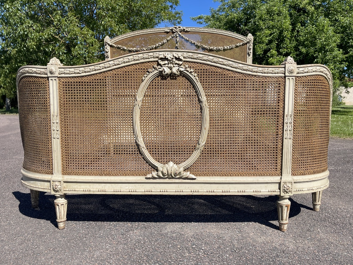 Louis XV Style Lacquered Bed And Bedside Table-photo-5