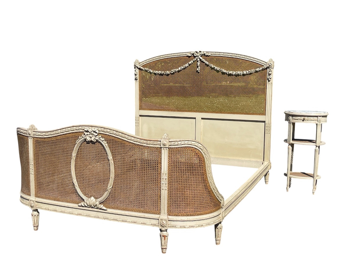 Louis XV Style Lacquered Bed And Bedside Table
