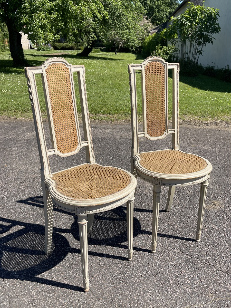 Pair Of Louis XVI Style Lacquered Chairs-photo-2