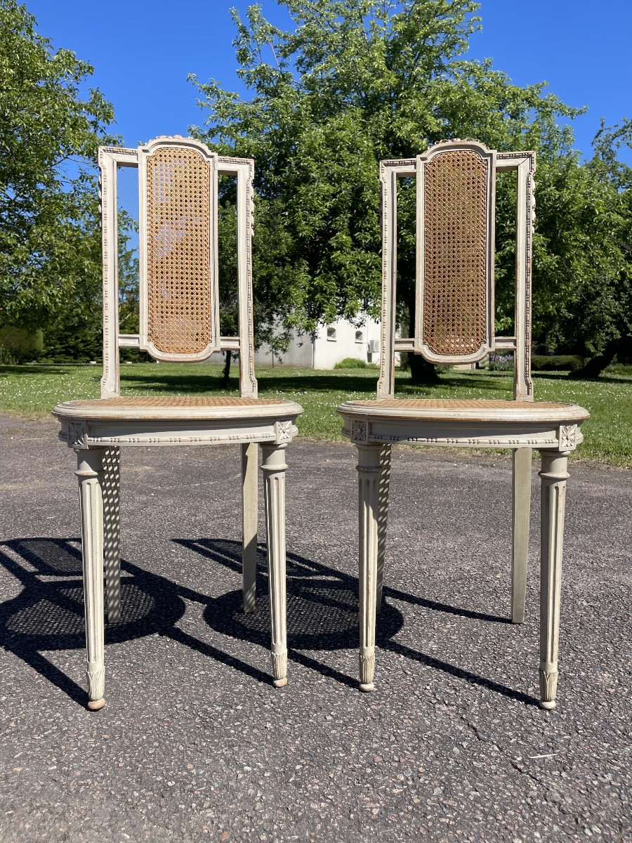 Pair Of Louis XVI Style Lacquered Chairs-photo-4