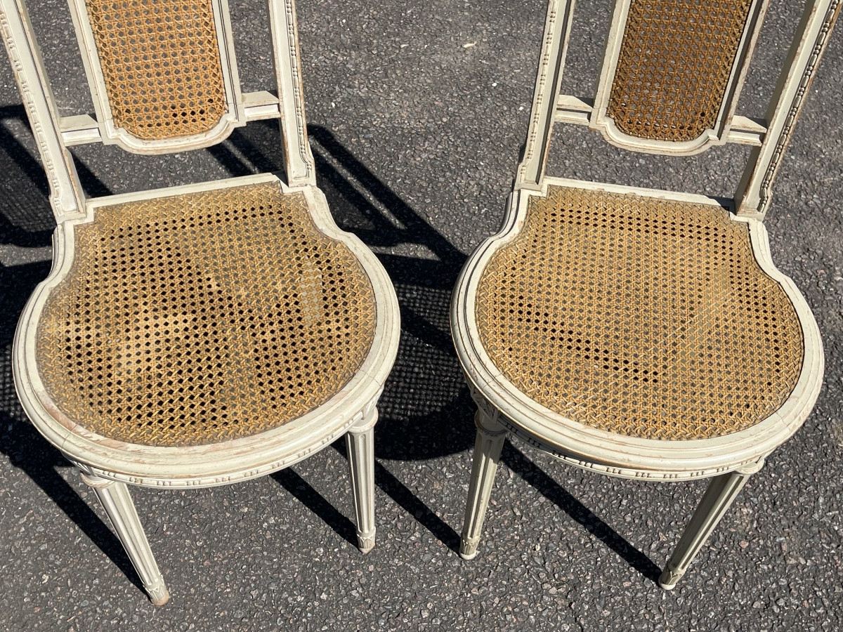 Pair Of Louis XVI Style Lacquered Chairs-photo-3
