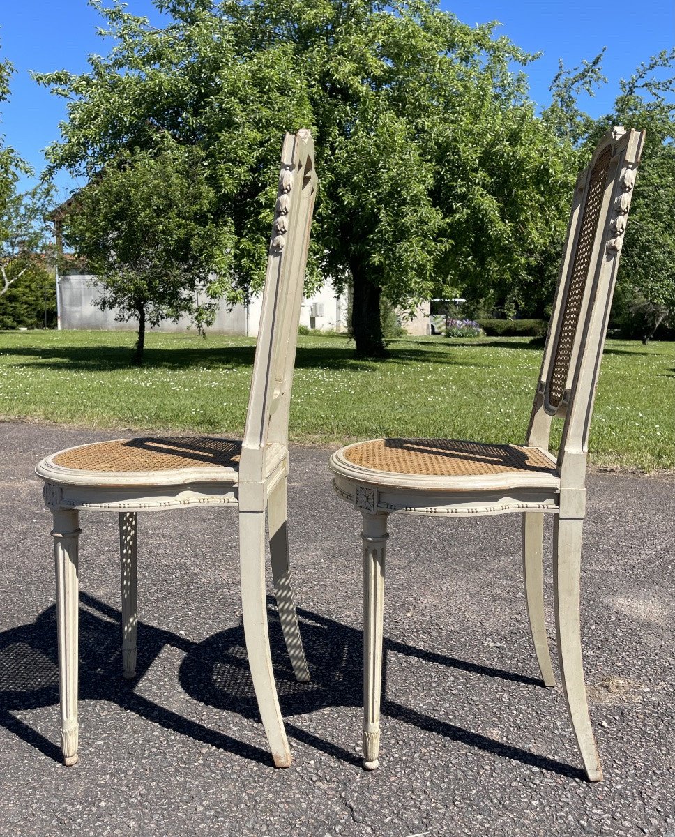 Pair Of Louis XVI Style Lacquered Chairs-photo-4
