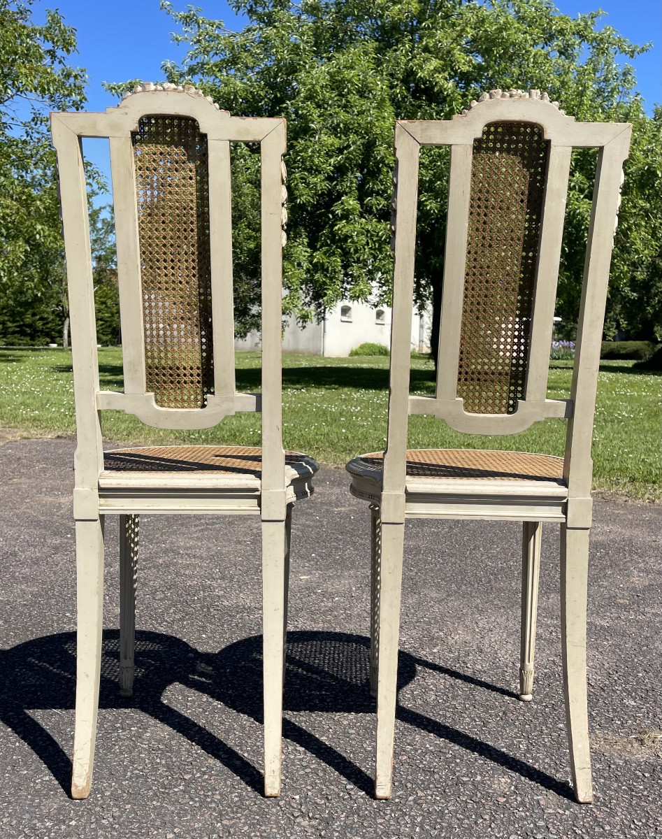 Pair Of Louis XVI Style Lacquered Chairs-photo-7
