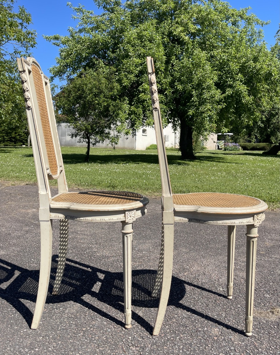 Pair Of Louis XVI Style Lacquered Chairs-photo-8