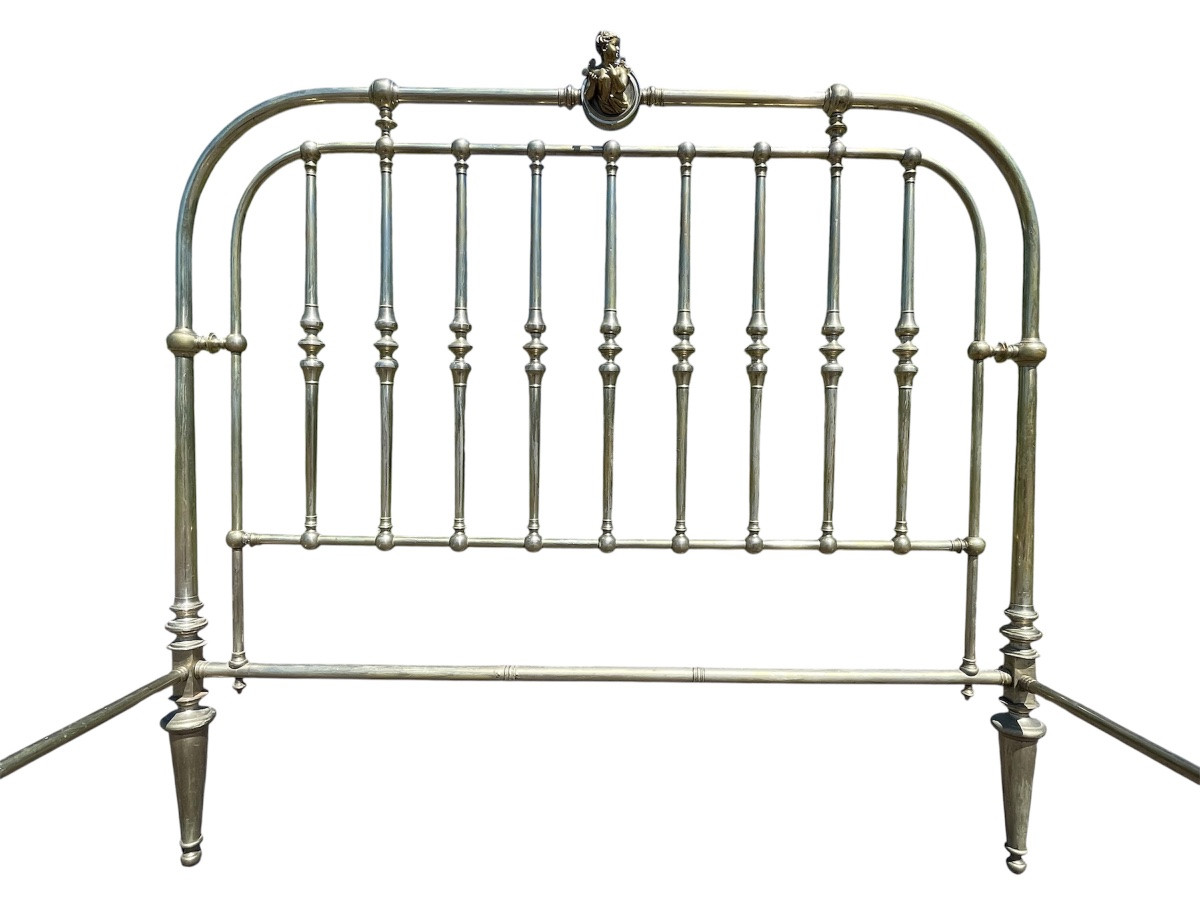 Large Brass And Gilt Bronze Bed Louis XVI Style-photo-4
