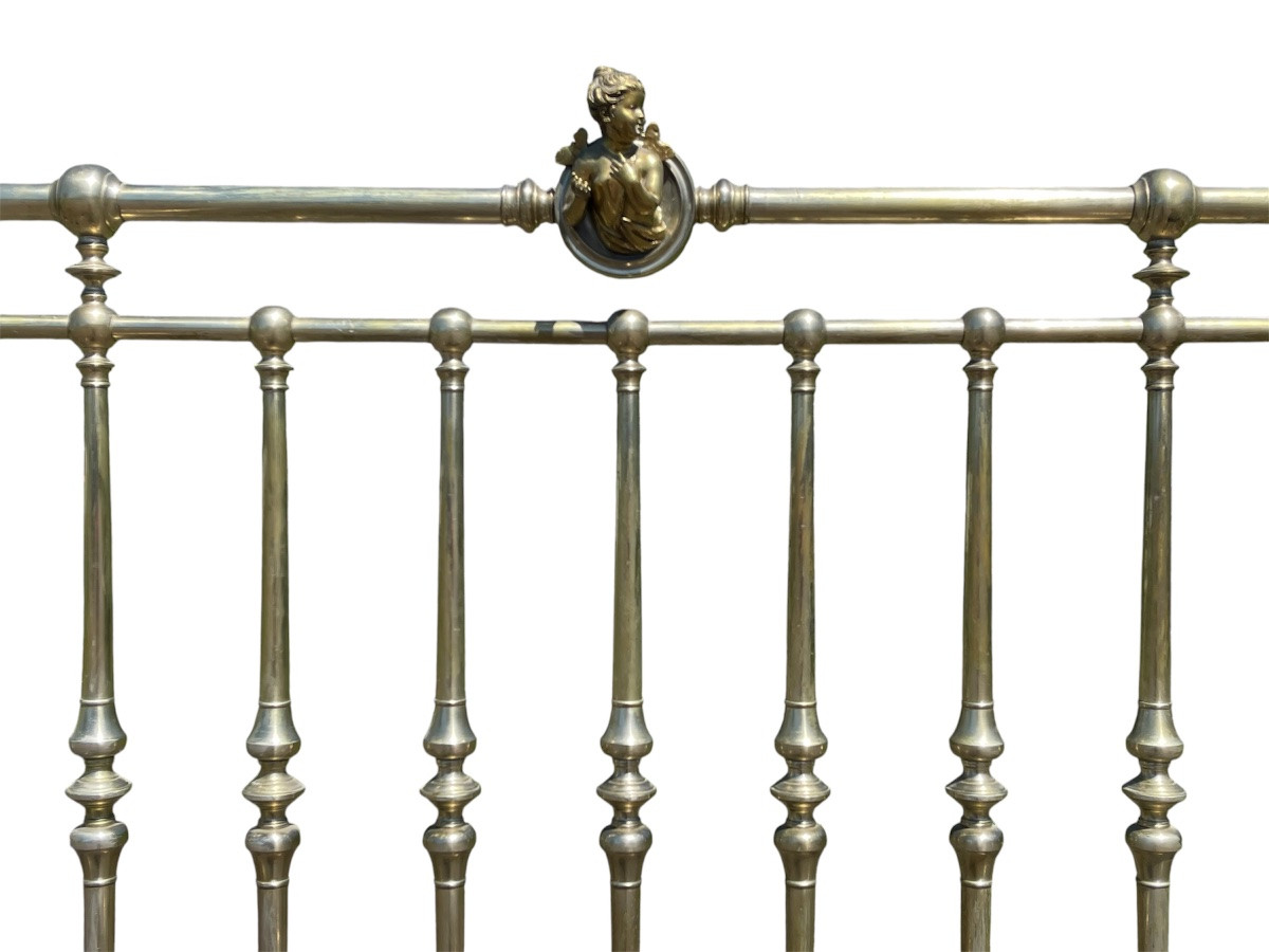 Large Brass And Gilt Bronze Bed Louis XVI Style-photo-1
