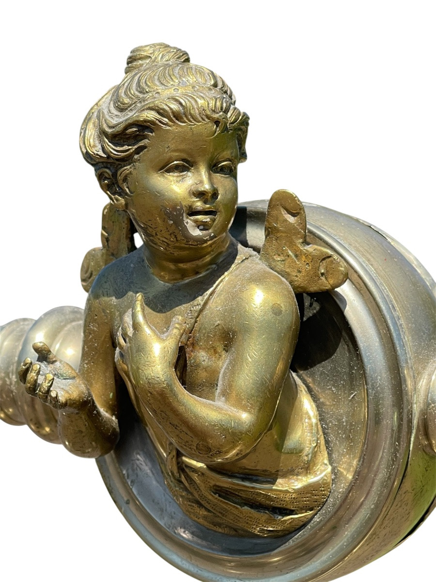 Large Brass And Gilt Bronze Bed Louis XVI Style-photo-3