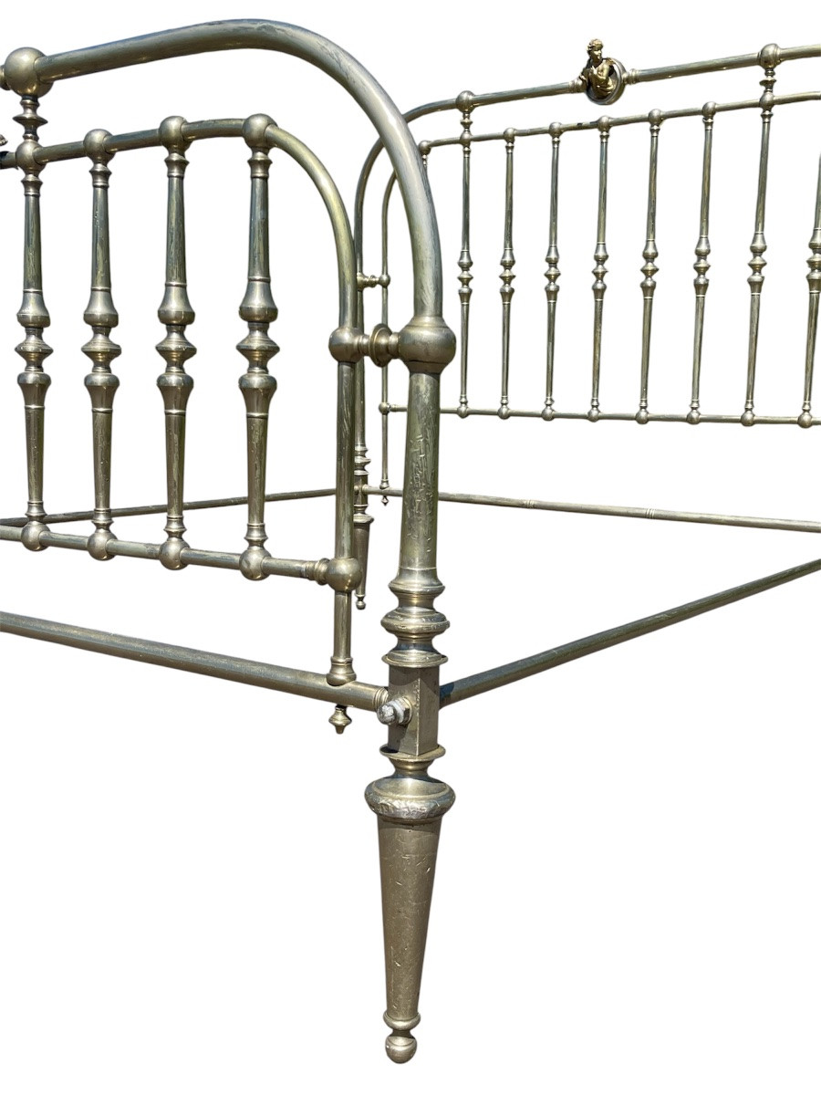 Large Brass And Gilt Bronze Bed Louis XVI Style-photo-8