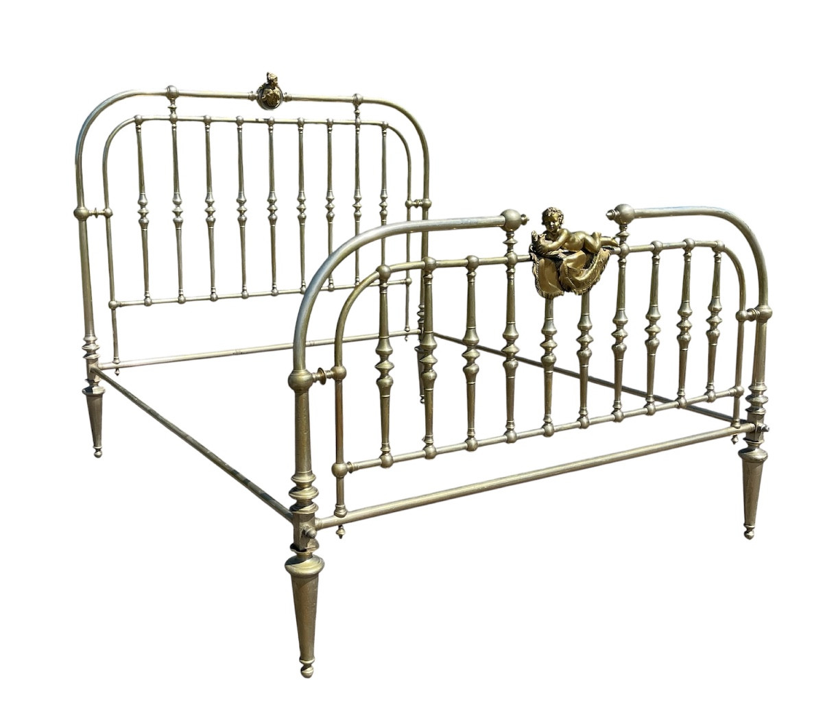 Large Brass And Gilt Bronze Bed Louis XVI Style