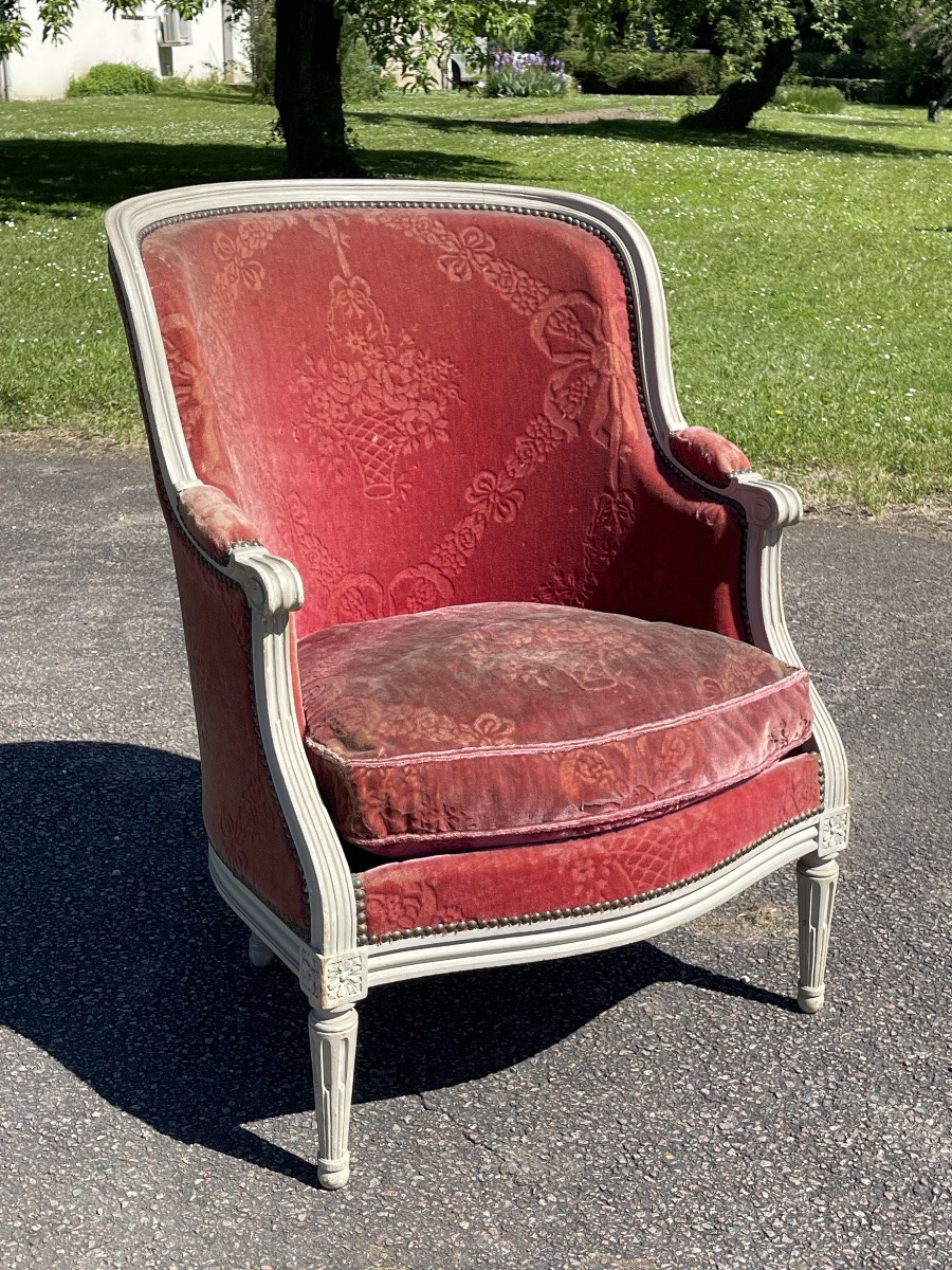 Duchesse brisée / Fauteuil/Bergère et son Pouf Style Louis XVI-photo-1