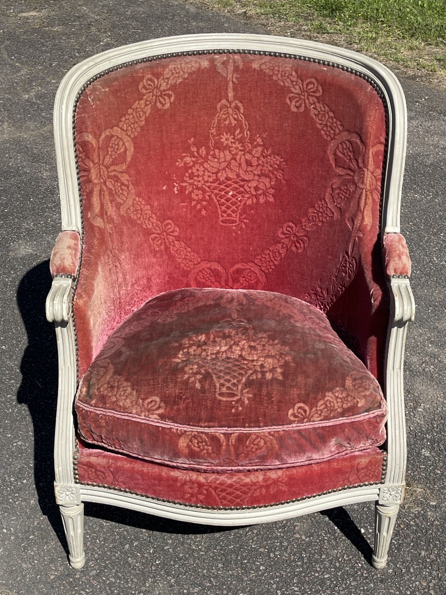 Duchesse brisée / Fauteuil/Bergère et son Pouf Style Louis XVI-photo-2