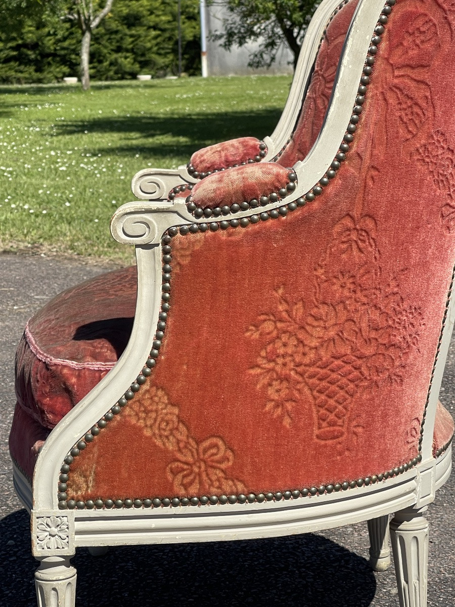 Duchesse brisée / Fauteuil/Bergère et son Pouf Style Louis XVI-photo-4