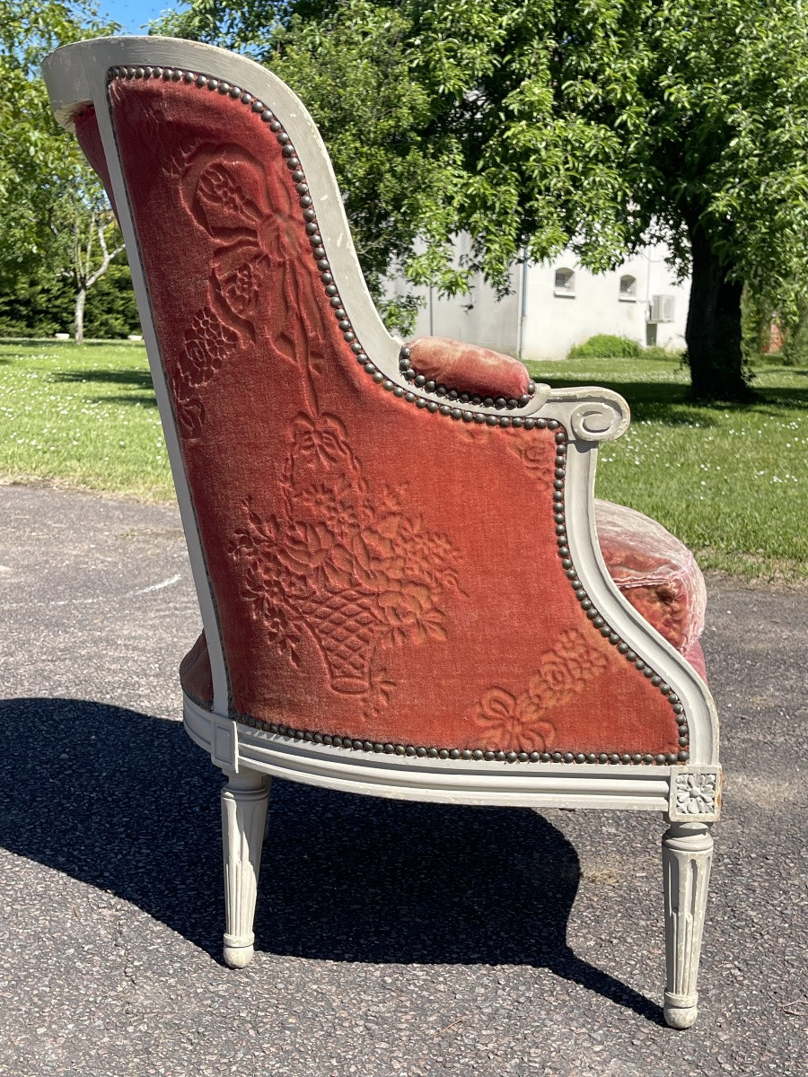 Duchesse brisée / Fauteuil/Bergère et son Pouf Style Louis XVI-photo-6