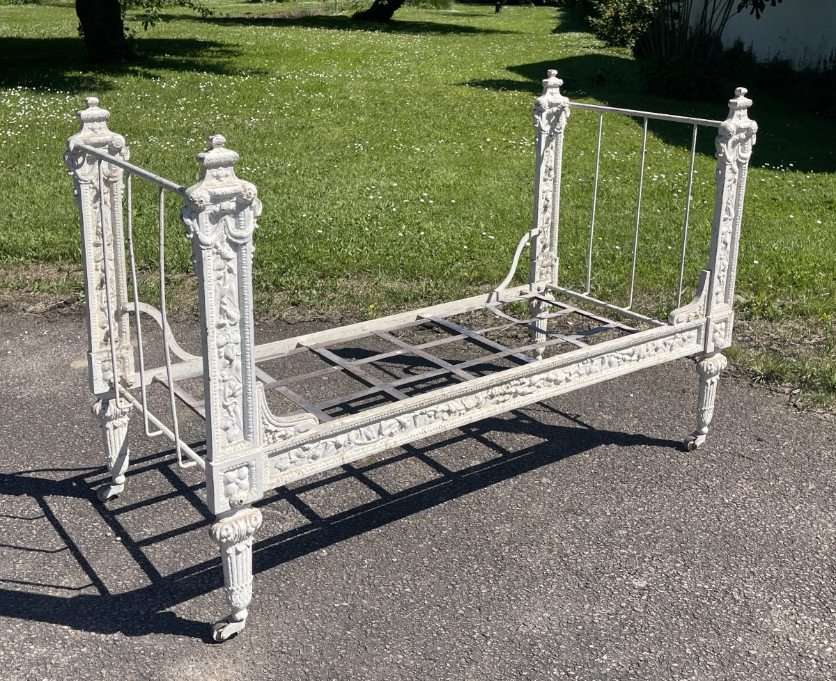 Petit Lit / Banquette En Fonte De Fer Style Louis XVI-photo-1