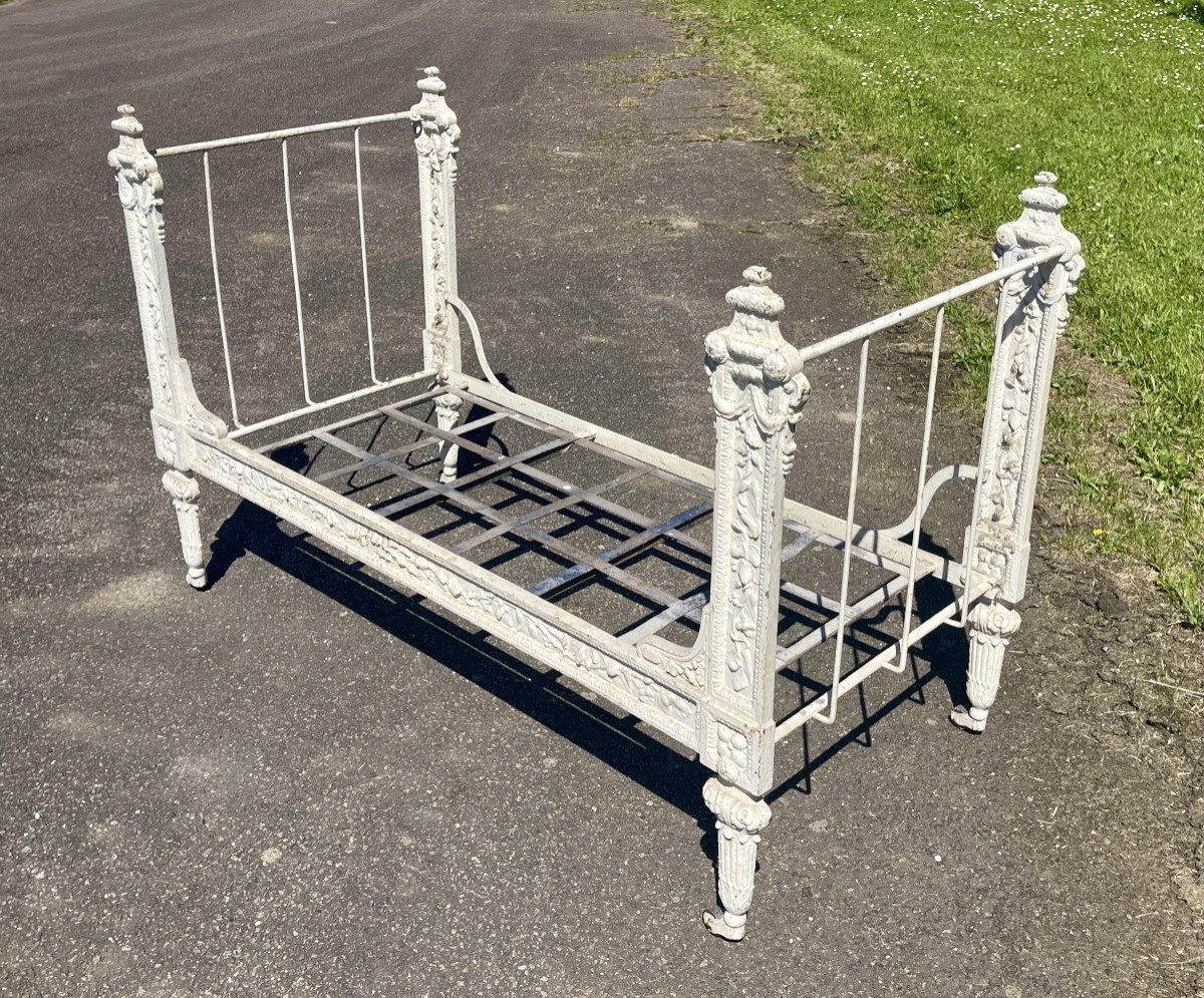 Petit Lit / Banquette En Fonte De Fer Style Louis XVI-photo-3