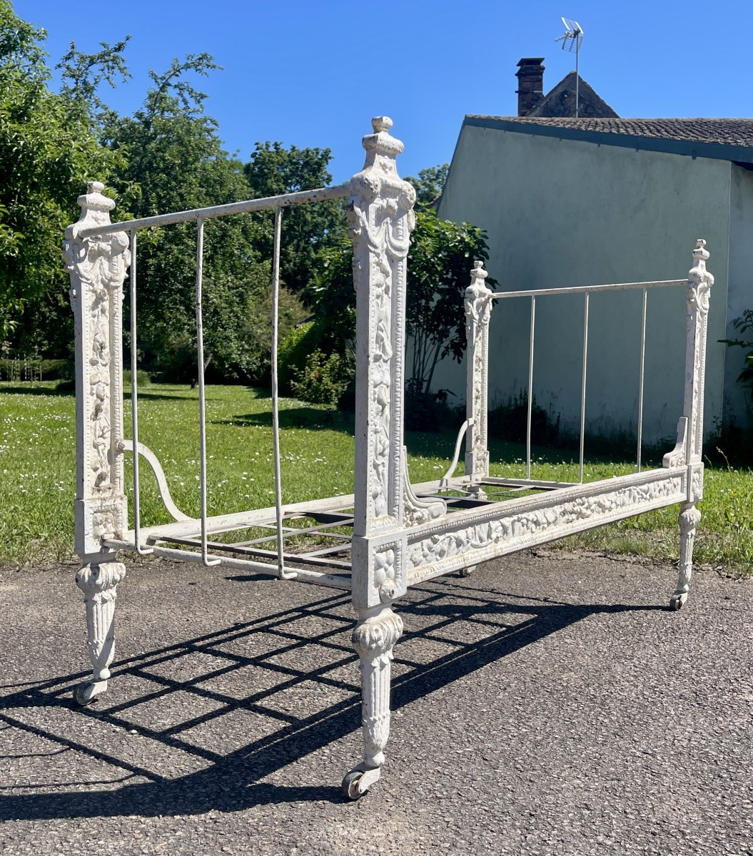 Petit Lit / Banquette En Fonte De Fer Style Louis XVI-photo-4