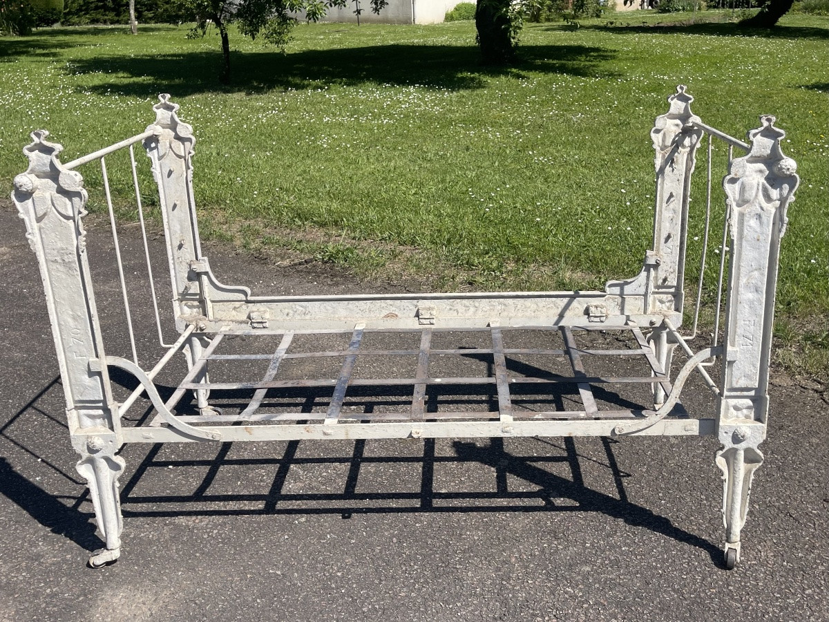 Petit Lit / Banquette En Fonte De Fer Style Louis XVI-photo-6