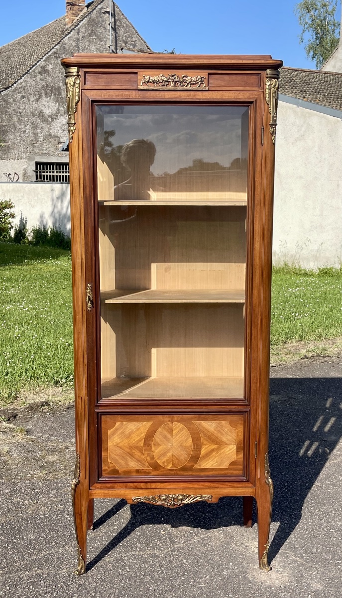 Vitrine en Marqueterie Style transition Louis XV/Louis XVI-photo-2