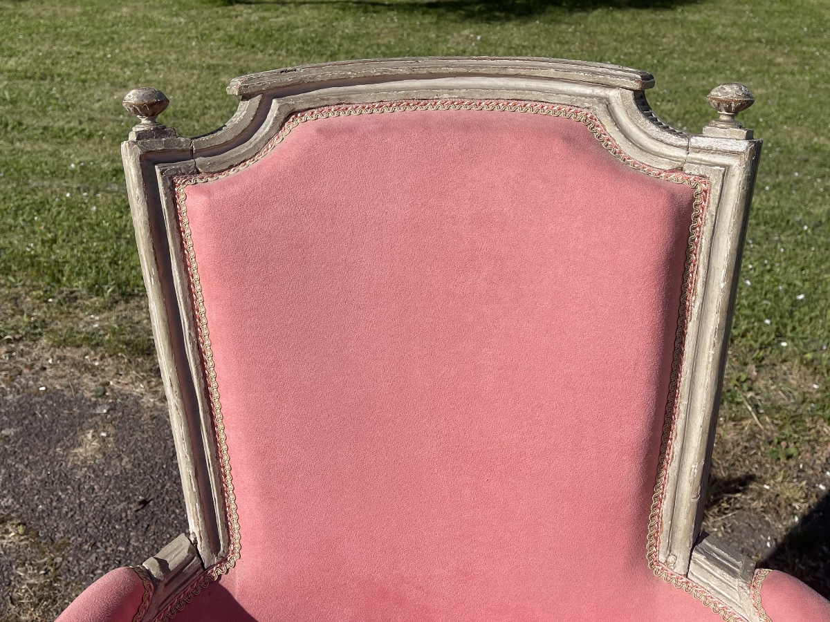 18th Century - Pair Of Louis XVI Period Bergères-photo-2